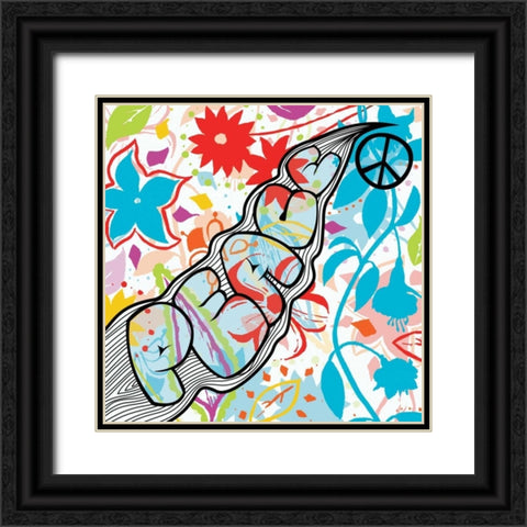 Peace 2 Black Ornate Wood Framed Art Print with Double Matting by Grey, Jace