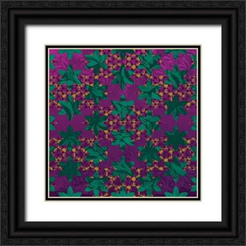 Floral Pattern Black Ornate Wood Framed Art Print with Double Matting by Grey, Jace