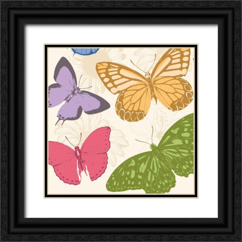 Colorful Butterflies 2 Black Ornate Wood Framed Art Print with Double Matting by Grey, Jace