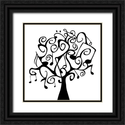Musical Tree Black Ornate Wood Framed Art Print with Double Matting by Grey, Jace