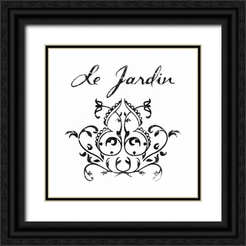 Le Jardin 1 Black Ornate Wood Framed Art Print with Double Matting by Grey, Jace