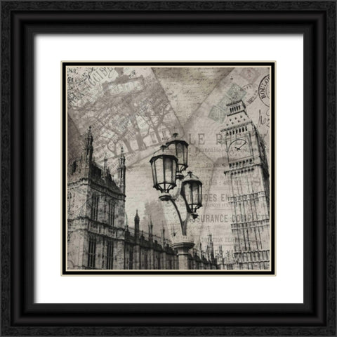 London Clock Black Ornate Wood Framed Art Print with Double Matting by Grey, Jace