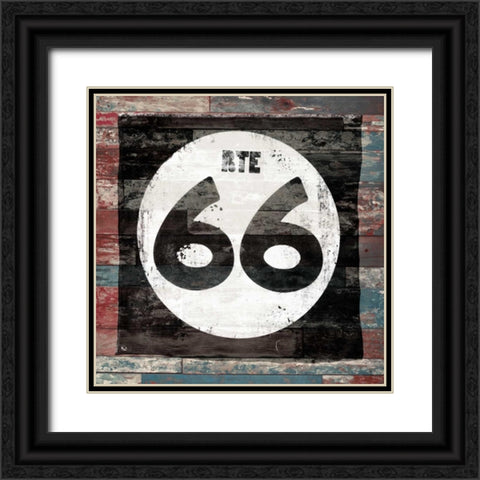 Route 66 sign 2 Black Ornate Wood Framed Art Print with Double Matting by Grey, Jace