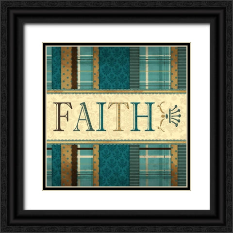 Faith Plaid in Turquoise Black Ornate Wood Framed Art Print with Double Matting by Grey, Jace