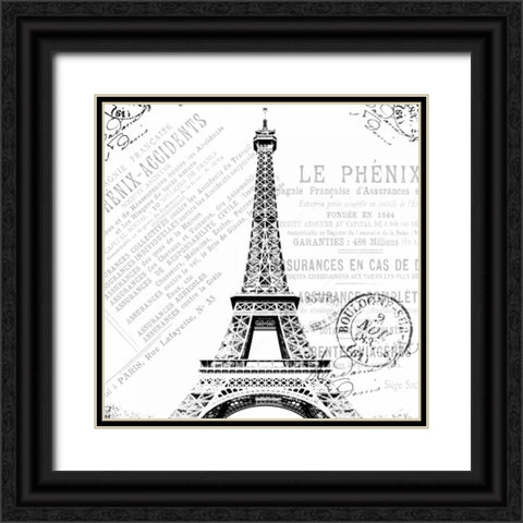 Paris Eiffel Black Ornate Wood Framed Art Print with Double Matting by Grey, Jace