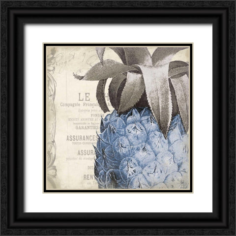 Pineapple Blue Black Ornate Wood Framed Art Print with Double Matting by Grey, Jace
