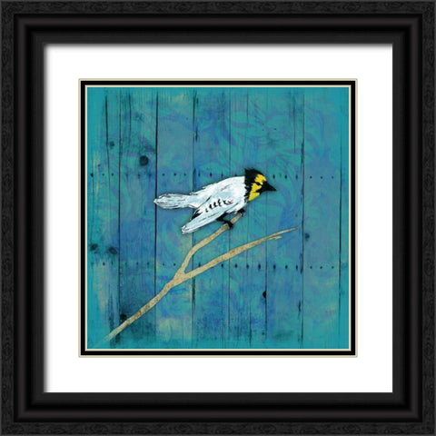 Blue Hue Bird 1 Black Ornate Wood Framed Art Print with Double Matting by Grey, Jace