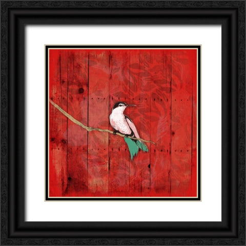 Red Hue Bird 1 Black Ornate Wood Framed Art Print with Double Matting by Grey, Jace