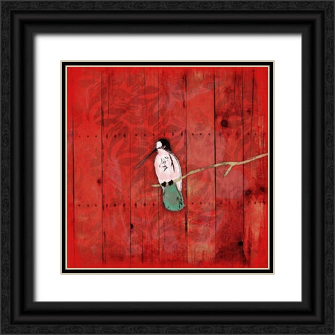 Red Hue Bird 2 Black Ornate Wood Framed Art Print with Double Matting by Grey, Jace