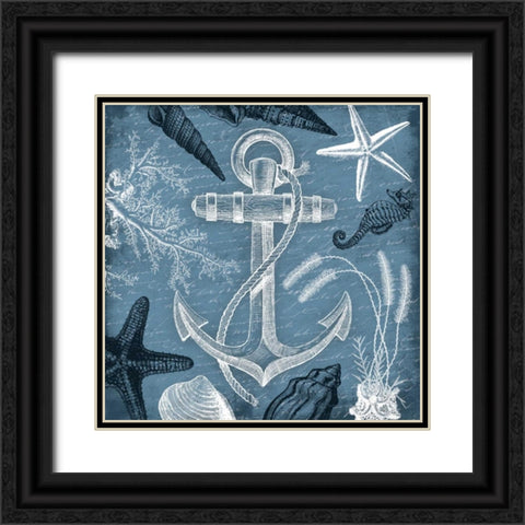 Anchor Nautical Black Ornate Wood Framed Art Print with Double Matting by Grey, Jace