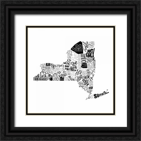 NY Black Ornate Wood Framed Art Print with Double Matting by Grey, Jace