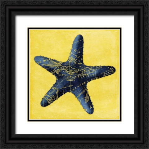 Map Starfish Y Indigo Black Ornate Wood Framed Art Print with Double Matting by Grey, Jace