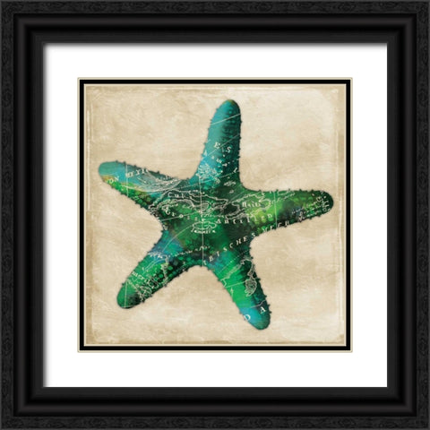 Map Starfish Black Ornate Wood Framed Art Print with Double Matting by Grey, Jace
