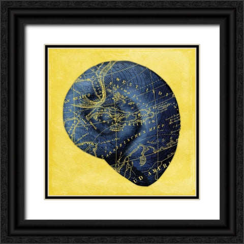 Map Shell 2 Y Indigo Black Ornate Wood Framed Art Print with Double Matting by Grey, Jace