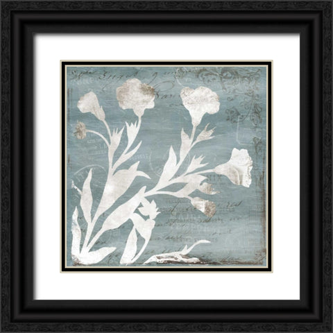 Floral Blues Black Ornate Wood Framed Art Print with Double Matting by Grey, Jace