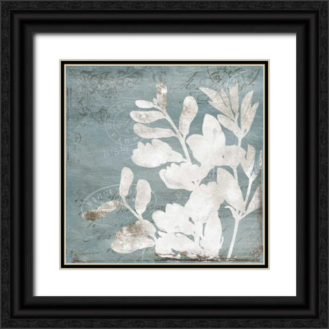 Floral Blues mate Black Ornate Wood Framed Art Print with Double Matting by Grey, Jace
