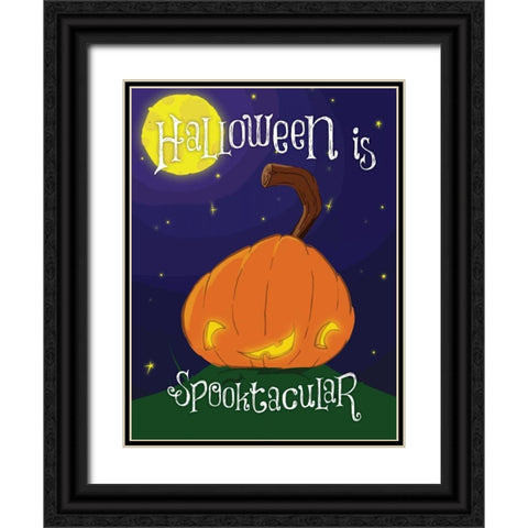 Spooktacular Pumpkin Black Ornate Wood Framed Art Print with Double Matting by Grey, Jace