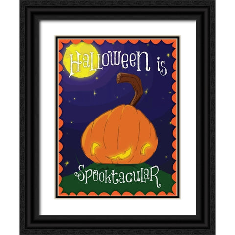Spooktacular Pumpkin II Black Ornate Wood Framed Art Print with Double Matting by Grey, Jace