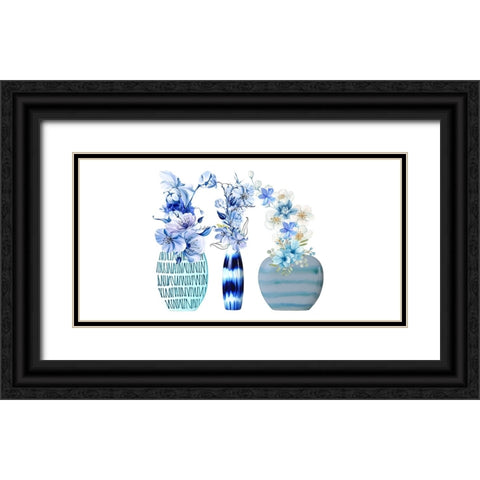 Floral Trio In Vases 2 Black Ornate Wood Framed Art Print with Double Matting by Keith, Jesse