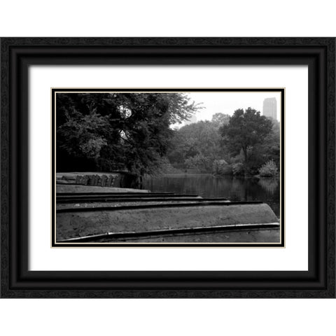 Central Park Row Boats II Black Ornate Wood Framed Art Print with Double Matting by Grey, Jace