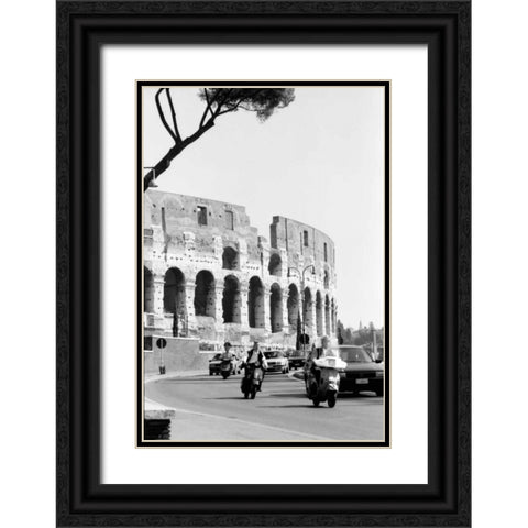 Colessium With Moped Rome Black Ornate Wood Framed Art Print with Double Matting by Grey, Jace