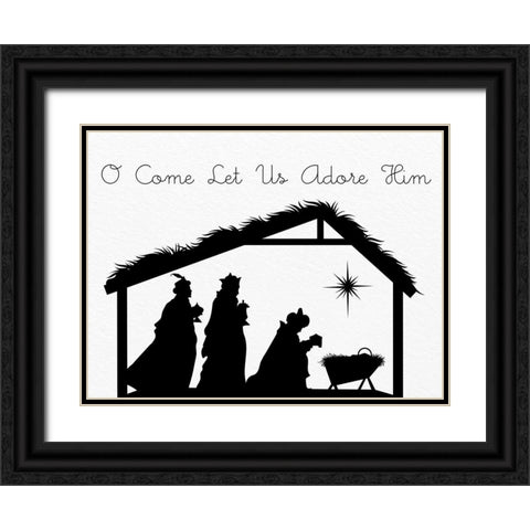 O Come Let Us Adore Him Black Ornate Wood Framed Art Print with Double Matting by Allen, Kimberly