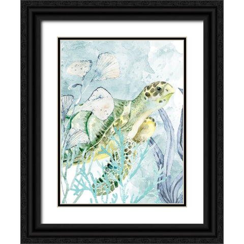 Sea Turtle Black Ornate Wood Framed Art Print with Double Matting by Allen, Kimberly