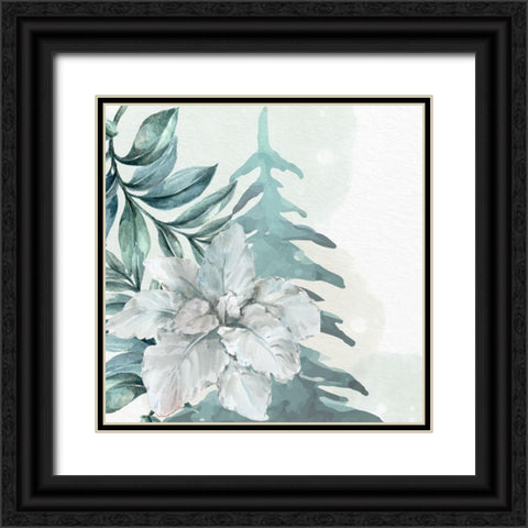 Poinsetta Tree 1 Black Ornate Wood Framed Art Print with Double Matting by Allen, Kimberly