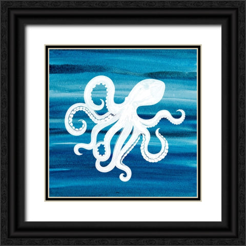Ombre Octopus Black Ornate Wood Framed Art Print with Double Matting by Allen, Kimberly
