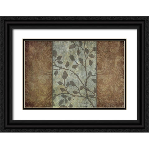 Rustic Leaves I Black Ornate Wood Framed Art Print with Double Matting by Emery, Kristin