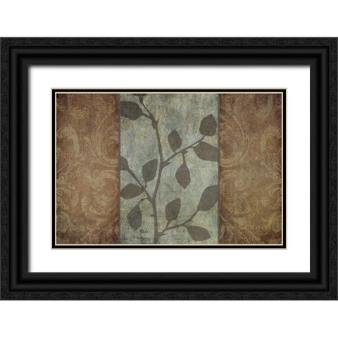 Rustic Leaves II Black Ornate Wood Framed Art Print with Double Matting by Emery, Kristin