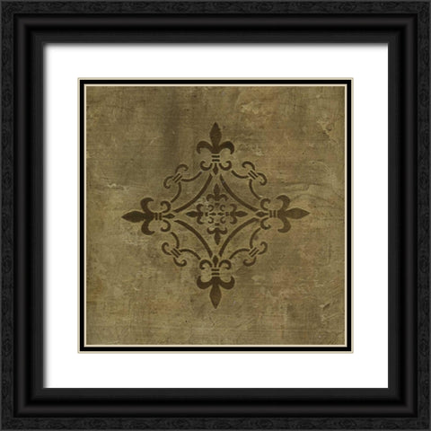 Fleur de Lis Medallion Black Ornate Wood Framed Art Print with Double Matting by Emery, Kristin