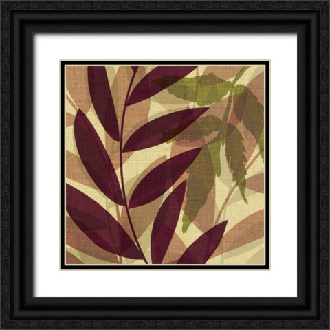 Purple and Yellow Leaves II Black Ornate Wood Framed Art Print with Double Matting by Emery, Kristin
