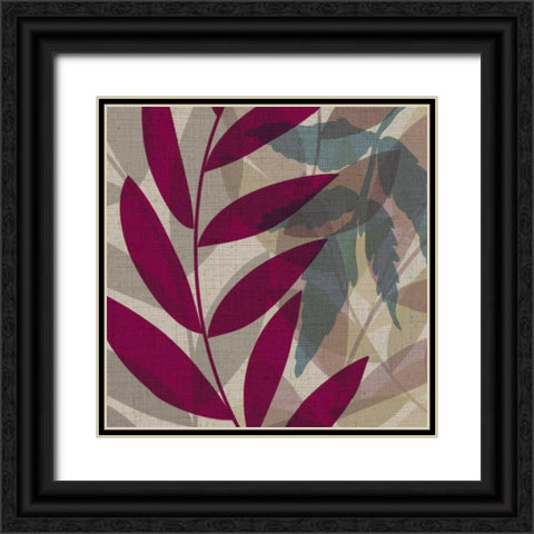 Purple and Green Leaves I Black Ornate Wood Framed Art Print with Double Matting by Emery, Kristin
