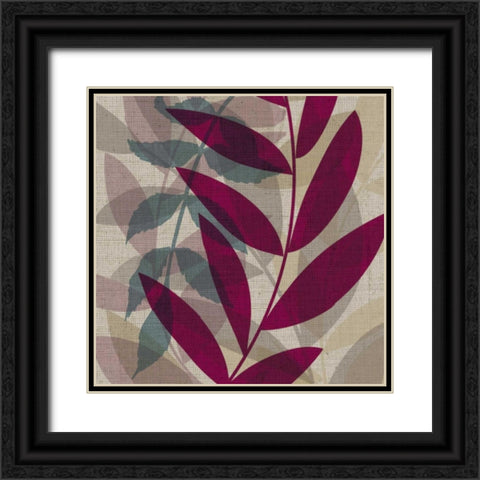 Purple and Green Leaves II Black Ornate Wood Framed Art Print with Double Matting by Emery, Kristin