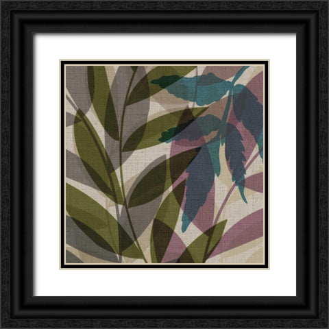 Purple Green Leaves Black Ornate Wood Framed Art Print with Double Matting by Emery, Kristin