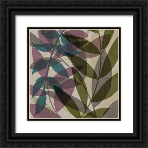 Purple Green Leaves Mate Black Ornate Wood Framed Art Print with Double Matting by Emery, Kristin