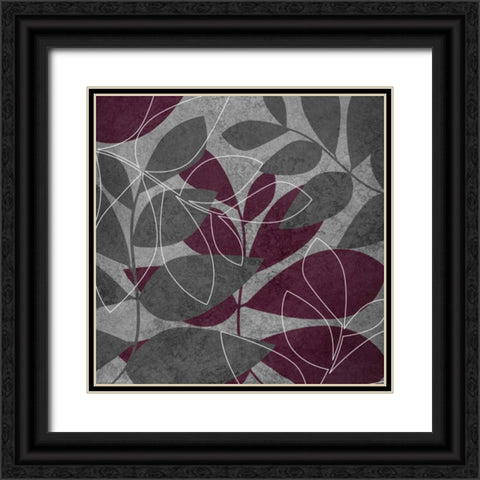 Gray and Purple Leaves I Black Ornate Wood Framed Art Print with Double Matting by Emery, Kristin