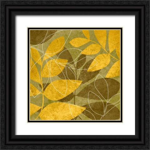 Yellow and Brown Leaves I Black Ornate Wood Framed Art Print with Double Matting by Emery, Kristin