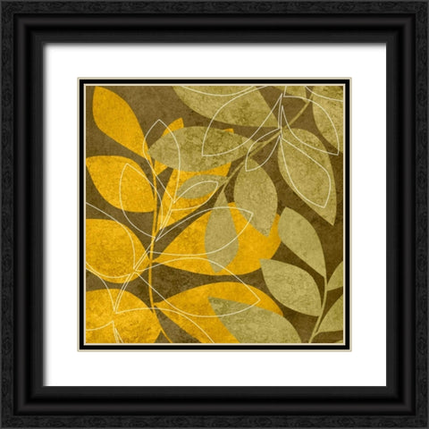 Yellow and Brown Leaves II Black Ornate Wood Framed Art Print with Double Matting by Emery, Kristin