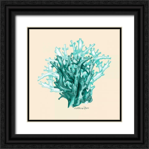 Teal Beige Coral Black Ornate Wood Framed Art Print with Double Matting by Rossi, Lorraine