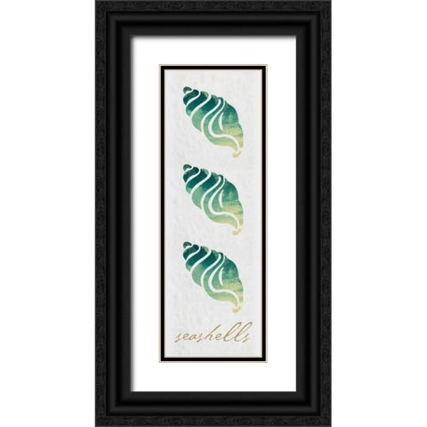 Seashells Panel Black Ornate Wood Framed Art Print with Double Matting by Hogan, Melody