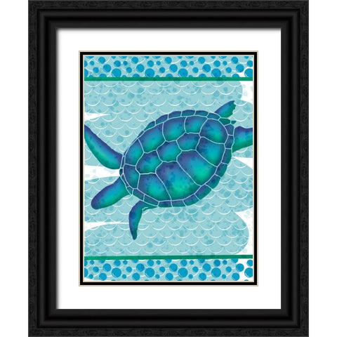 Watercolor Turtle Black Ornate Wood Framed Art Print with Double Matting by Hogan, Melody