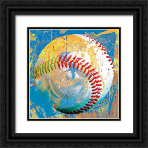 BaseBall Black Ornate Wood Framed Art Print with Double Matting by Miller, Savannah