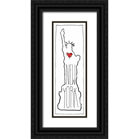 HEART NY B Black Ornate Wood Framed Art Print with Double Matting by OnRei