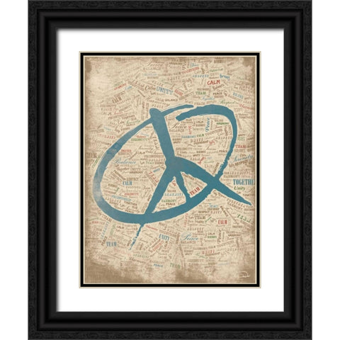 PEACE FOR PEACE Black Ornate Wood Framed Art Print with Double Matting by OnRei