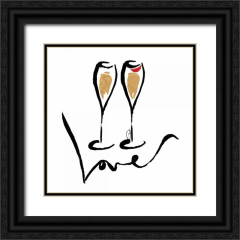 Love Champagne Black Ornate Wood Framed Art Print with Double Matting by OnRei