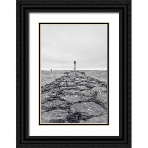 Patchogue Lighthouse Black Ornate Wood Framed Art Print with Double Matting by DeLuca, Pat