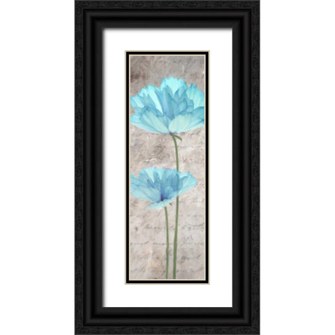 Blue Floral Panel II Black Ornate Wood Framed Art Print with Double Matting by Greene, Taylor
