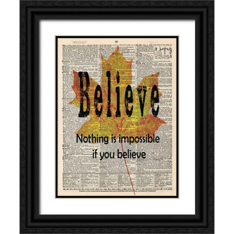 BELIEVE Black Ornate Wood Framed Art Print with Double Matting by Greene, Taylor
